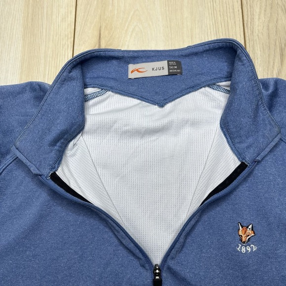KJUS Men's 1/2 Zip Performance Golf Pullover Sweater Blue Size Medium Logo - Picture 8 of 16